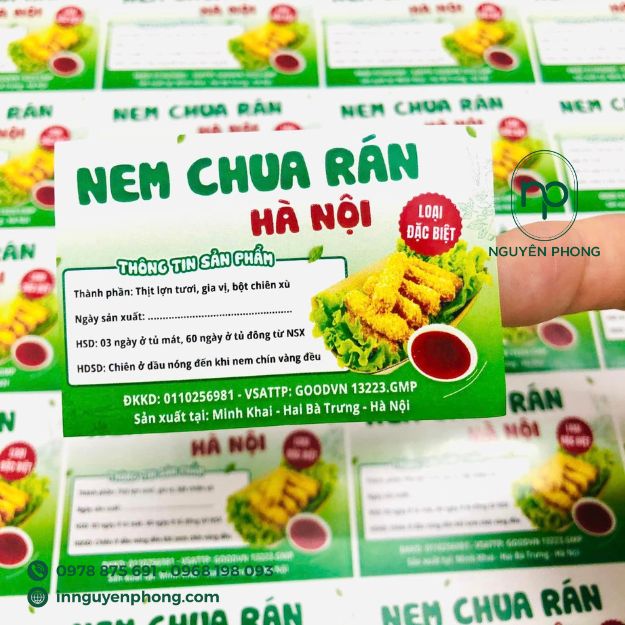những thông tin cần có trên tem dán nem chua